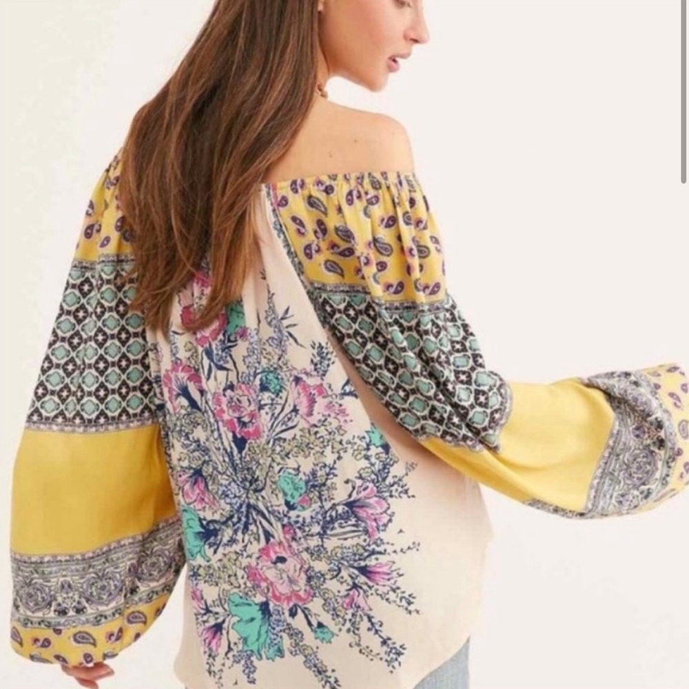 Free People | Positano Off the Shoulder Blouse, Size S. NWOT. - Picture 3 of 7